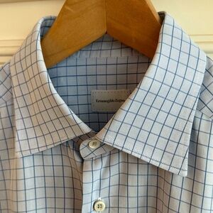 Ermenegildo Zegna Light Blue Checkered Dress Shirt
